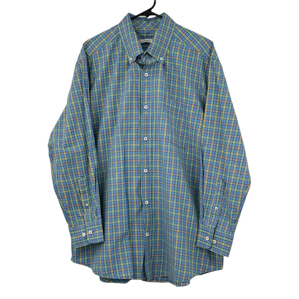 Oliver Ridley Shirt Mens Large Button Up Long Sleeves Multi Stripe Cotton Preppy